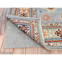 Load image into Gallery viewer, 6&#39;2&quot;x8&#39;9&quot; Gray Special Kazak With Geometric Medallion Design, Hand Knotted, Organic Wool, Natural Dyes Oriental Rug FWR490530