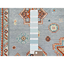 Load image into Gallery viewer, 6&#39;2&quot;x8&#39;9&quot; Gray Special Kazak With Geometric Medallion Design, Hand Knotted, Organic Wool, Natural Dyes Oriental Rug FWR490530