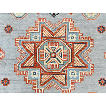 Load image into Gallery viewer, 6&#39;2&quot;x8&#39;9&quot; Gray Special Kazak With Geometric Medallion Design, Hand Knotted, Organic Wool, Natural Dyes Oriental Rug FWR490530