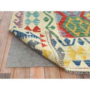 10'x16' Colorful, Hand Woven Afghan Kilim With Geometric Design, Flat Weave Veggie Dyes Vibrant Wool, Reversible Oversized Oriental Rug FWR490692