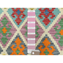 Load image into Gallery viewer, 10&#39;2&quot;x12&#39;9&quot; Colorful, Veggie Dyes Shiny Wool Hand Woven, Afghan Kilim With Geometric Design Flat Weave, Reversible Oriental Rug FWR490746