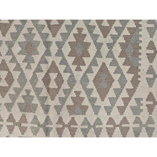 Load image into Gallery viewer, 4&#39;9&quot;x6&#39;5&quot; Ivory, Veggie Dyes Organic Wool Hand Woven, Afghan Kilim With Geometric Elements Flat Weave, Reversible Oriental Rug FWR490968