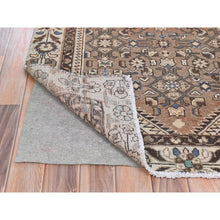 Load image into Gallery viewer, 3&#39;4&quot;x10&#39; Almond Brown, Vintage Persian Hamadan with Geometric Medallion, Pure Wool Hand Knotted, Clean, Cropped Thin, Wide Runner Oriental Rug FWR491106