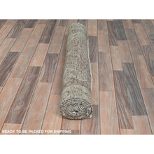 Load image into Gallery viewer, 3&#39;4&quot;x10&#39; Almond Brown, Vintage Persian Hamadan with Geometric Medallion, Pure Wool Hand Knotted, Clean, Cropped Thin, Wide Runner Oriental Rug FWR491106