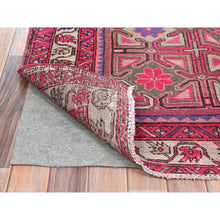 Load image into Gallery viewer, 4&#39;8&quot;x10&#39;4&quot; Pink, Hand Knotted Vintage Northwest Persian with Rosette and Block Design, Professionally Cleaned, Pure Wool, Cropped Thin Wide Runner Oriental Rug FWR491160