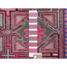 Load image into Gallery viewer, 4&#39;8&quot;x10&#39;4&quot; Pink, Hand Knotted Vintage Northwest Persian with Rosette and Block Design, Professionally Cleaned, Pure Wool, Cropped Thin Wide Runner Oriental Rug FWR491160