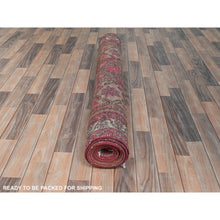 Load image into Gallery viewer, 4&#39;8&quot;x10&#39;4&quot; Pink, Hand Knotted Vintage Northwest Persian with Rosette and Block Design, Professionally Cleaned, Pure Wool, Cropped Thin Wide Runner Oriental Rug FWR491160