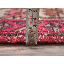 Load image into Gallery viewer, 4&#39;8&quot;x10&#39;4&quot; Pink, Hand Knotted Vintage Northwest Persian with Rosette and Block Design, Professionally Cleaned, Pure Wool, Cropped Thin Wide Runner Oriental Rug FWR491160