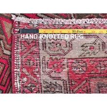 Load image into Gallery viewer, 4&#39;8&quot;x10&#39;4&quot; Pink, Hand Knotted Vintage Northwest Persian with Rosette and Block Design, Professionally Cleaned, Pure Wool, Cropped Thin Wide Runner Oriental Rug FWR491160