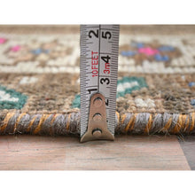 Load image into Gallery viewer, 3&#39;3&quot;x12&#39;10&quot; Hazelnut Brown Vintage Northwest Persian With Serrated Medallions, Distressed, Hand Knotted Pure Wool, Professionally Cleaned, Wide Runner Oriental Rug FWR491208