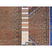 Load image into Gallery viewer, 3&#39;9&quot;x13&#39; Honey Brown, Bohemian Vintage Persian Mazlaghan With Unique Design, Distinct Abrash, Cropped Thin, Pure Wool Hand Knotted, Clean Wide Runner Oriental Rug FWR491220