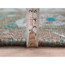 Load image into Gallery viewer, 3&#39;8&quot;x9&#39;3&quot; Brown Overdyed With Touches Of Blue, Vintage Persian Bibikabad, Sheared Low, Clean, Pure Wool, Hand Knotted Wide Runner Oriental Rug FWR491232