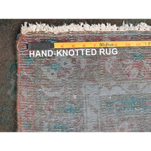 Load image into Gallery viewer, 3&#39;8&quot;x9&#39;3&quot; Brown Overdyed With Touches Of Blue, Vintage Persian Bibikabad, Sheared Low, Clean, Pure Wool, Hand Knotted Wide Runner Oriental Rug FWR491232