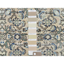 Load image into Gallery viewer, 3&#39;5&quot;x9&#39;2&quot; Beige, Hand Knotted, Vintage Persian Hamadan With Fish Mahi Herat All Over Design, Clean, Distinct Abrash, Worn Down, Pure Wool Wide Runner Oriental Rug FWR491298