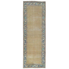 Load image into Gallery viewer, 3&#39;3&quot;x9&#39;9&quot; Mocha Brown, Vintage Persian Serab with All Over Small Repetitive Boteh Design, Hand Knotted Pure Wool, Distressed, Clean Wide Runner Oriental Rug FWR491382