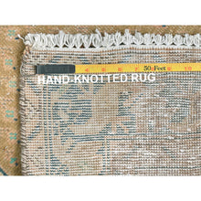 Load image into Gallery viewer, 3&#39;3&quot;x9&#39;9&quot; Mocha Brown, Vintage Persian Serab with All Over Small Repetitive Boteh Design, Hand Knotted Pure Wool, Distressed, Clean Wide Runner Oriental Rug FWR491382