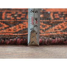 Load image into Gallery viewer, 3&#39;7&quot;x6&#39;5&quot; Sunset Colors, Vintage Persian Baluch with Geometric Medallions, Hand Knotted Pure Wool, Worn Down, Clean Oriental Rug FWR491550