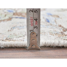 Load image into Gallery viewer, 6&#39;9&quot;x10&#39;1&quot; Ivory, Cropped Thin Distressed Look Worn Wool, Hand Knotted Old Persian Kerman, Oriental Rug FWR491646