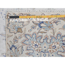 Load image into Gallery viewer, 6&#39;9&quot;x10&#39;1&quot; Ivory, Cropped Thin Distressed Look Worn Wool, Hand Knotted Old Persian Kerman, Oriental Rug FWR491646