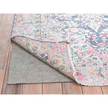 Load image into Gallery viewer, 3&#39;7&quot;x5&#39;9&quot; Navy Blue, Hand Knotted Old Persian Kerman, Cropped Thin Distressed Look Worn Wool, Oriental Rug FWR491682