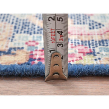 Load image into Gallery viewer, 1&#39;7&quot;x1&#39;7&quot; Navy Blue, Vintage Persian Kerman Sheared Low, Distressed Look Worn Wool Hand Knotted, Square Oriental Rug FWR491688