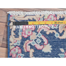Load image into Gallery viewer, 1&#39;7&quot;x1&#39;7&quot; Navy Blue, Vintage Persian Kerman Sheared Low, Distressed Look Worn Wool Hand Knotted, Square Oriental Rug FWR491688