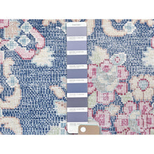 Load image into Gallery viewer, 1&#39;7&quot;x1&#39;7&quot; Navy Blue, Worn Wool Hand Knotted, Vintage Persian Kerman Sheared Low Distressed Look, Square Oriental Rug FWR491700