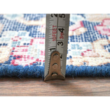 Load image into Gallery viewer, 1&#39;7&quot;x1&#39;7&quot; Navy Blue, Worn Wool Hand Knotted, Vintage Persian Kerman Sheared Low Distressed Look, Square Oriental Rug FWR491700