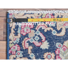 Load image into Gallery viewer, 1&#39;7&quot;x1&#39;7&quot; Navy Blue, Worn Wool Hand Knotted, Vintage Persian Kerman Sheared Low Distressed Look, Square Oriental Rug FWR491700