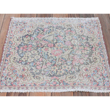 Load image into Gallery viewer, 1&#39;9&quot;x1&#39;9&quot; Colorful, Hand Knotted Old Persian Kerman, Cropped Thin Distressed Look Worn Wool, Square Oriental Rug FWR491718