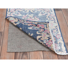 Load image into Gallery viewer, 1&#39;6&quot;x2&#39;1&quot; Navy Blue, Worn Wool Hand Knotted, Vintage Persian Kerman Shabby Chic Sheared Low Distressed Look, Mat Oriental Rug FWR491724