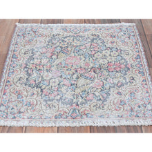Load image into Gallery viewer, 1&#39;9&quot;x1&#39;9&quot; Colorful, Old Persian Kerman Shabby Chic Cropped Thin, Distressed Look Worn Wool Hand Knotted, Square Oriental Rug FWR491742