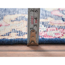 Load image into Gallery viewer, 1&#39;6&quot;x1&#39;6&quot; Navy Blue, Hand Knotted Vintage Persian Kerman Shabby Chic, Sheared Low Distressed Look Worn Wool, Square Oriental Rug FWR491748