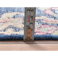 Load image into Gallery viewer, 1&#39;7&quot;x1&#39;7&quot; Navy Blue, Old Persian Kerman Shabby Chic Cropped Thin, Distressed Look Worn Wool Hand Knotted, Square Oriental Rug FWR491754