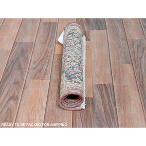 1'8"x2'4" Colorful, Worn Wool Hand Knotted, Old Persian Kerman Cropped Thin Distressed Look, Oriental Mat Rug FWR491766