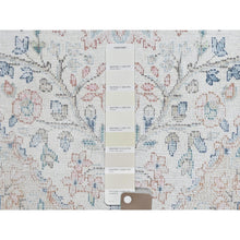 Load image into Gallery viewer, 2&#39;x2&#39;10&quot; Ivory, Hand Knotted Old Persian Kerman, Cropped Thin Distressed Look Worn Wool, Mat Oriental Rug FWR491790