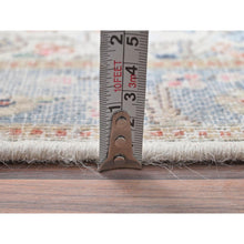 Load image into Gallery viewer, 2&#39;x2&#39;10&quot; Ivory, Hand Knotted Old Persian Kerman, Cropped Thin Distressed Look Worn Wool, Mat Oriental Rug FWR491790