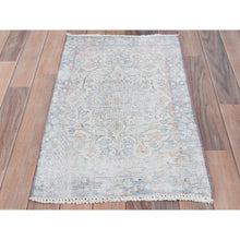 Load image into Gallery viewer, 1&#39;9&quot;x2&#39;9&quot; Ivory, Old Persian Kerman Cropped Thin, Distressed Look Worn Wool Hand Knotted, Mat Oriental Rug FWR491814