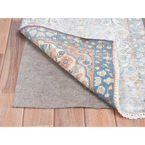 1'9"x2'9" Ivory, Old Persian Kerman Cropped Thin, Distressed Look Worn Wool Hand Knotted, Mat Oriental Rug FWR491814