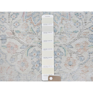 1'9"x2'9" Ivory, Old Persian Kerman Cropped Thin, Distressed Look Worn Wool Hand Knotted, Mat Oriental Rug FWR491814