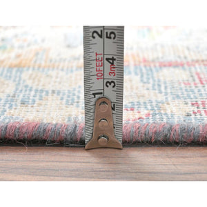1'9"x2'9" Ivory, Old Persian Kerman Cropped Thin, Distressed Look Worn Wool Hand Knotted, Mat Oriental Rug FWR491814