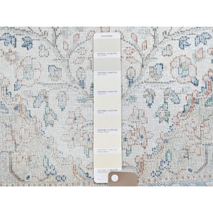 1'10"x2'10" Ivory, Hand Knotted Vintage Persian Kerman, Sheared Low Distressed Look Worn Wool, Mat Oriental Rug FWR491820