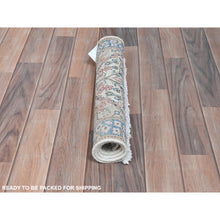 Load image into Gallery viewer, 1&#39;10&quot;x2&#39;10&quot; Ivory, Hand Knotted Vintage Persian Kerman, Sheared Low Distressed Look Worn Wool, Mat Oriental Rug FWR491820