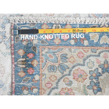 Load image into Gallery viewer, 2&#39;x2&#39;9&quot; Ivory, Old Persian Kerman Cropped Thin, Distressed Look Worn Wool Hand Knotted, Mat Oriental Rug FWR491838