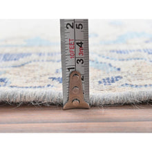 Load image into Gallery viewer, 2&#39;4&quot;x4&#39;6&quot; Ivory, Worn Wool Hand Knotted, Old Persian Kerman Shabby Chic Cropped Thin Distressed Look, Oriental Rug FWR491850