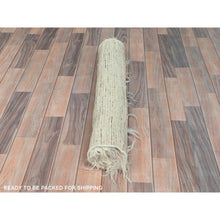 Load image into Gallery viewer, 3&#39;x3&#39; Beige, Shag Flokati Greek Style, Undyed Natural Wool Hand Knotted, Square Oriental Rug FWR492126