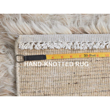 Load image into Gallery viewer, 3&#39;x3&#39; Beige, Shag Flokati Greek Style, Undyed Natural Wool Hand Knotted, Square Oriental Rug FWR492126
