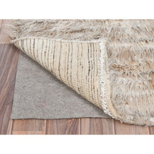 Load image into Gallery viewer, 2&#39;10&quot;x5&#39;5&quot; Beige, Shaggy Moroccan Exotic Texture, Undyed Natural Wool Hand Knotted, Oriental Rug FWR492144