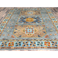 Load image into Gallery viewer, 8&#39;3&quot;x9&#39;7&quot; Silver Gray, Dense Weave Organic Wool, Hand Knotted Armenian Inspired Caucasian Design, 200 Kpsi Vegetable Dyes, Oriental Rug FWR492174