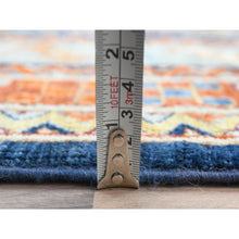 Load image into Gallery viewer, 8&#39;4&quot;x9&#39;7&quot; Navy Blue, Natural Dyes Densely Woven, Natural Wool Hand Knotted, Armenian Inspired Caucasian Design With Bird Figurines 200 Kpsi, Oriental Rug FWR492180